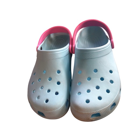 CROCS Shoes - Crocs Classic Clogs Light Blue Pink Mens 10 Womens 12 Two Tone Slip On Shoes